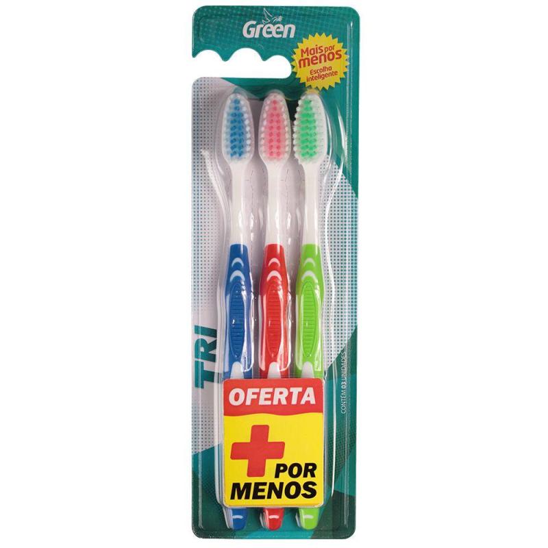 Escova Dental Adulta Tri Macia C/3un
