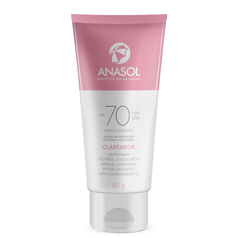 Anasol Protetor Solar Facial FPS 70 Clareador 60g