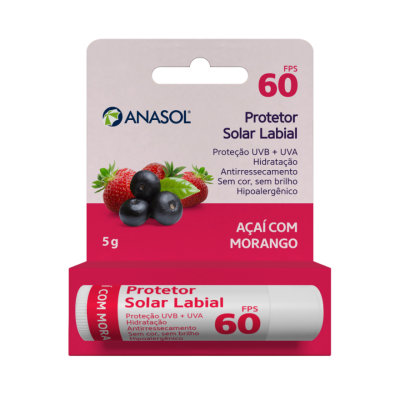 Anasol Protetor Labial Açai e Morango Fps60 5g